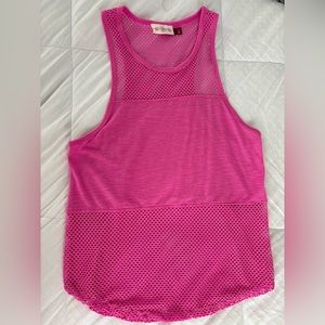 Mesh athletic tank top in Barbie pink